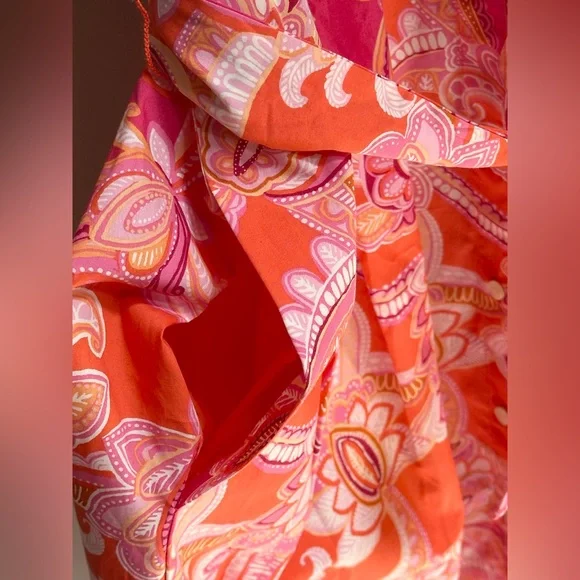 SOLD Talbots The Sutton Shirtdress in Orange/Pink Floral Paisley Women’s 10 - Picture 8 of 10